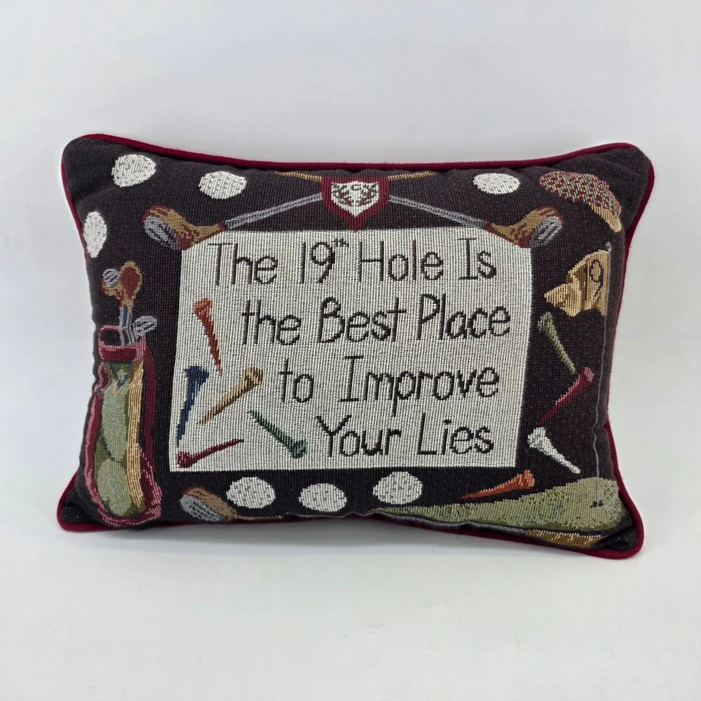 Vintage Golf Tapestry Pillow funny The 19th Hole Best Place To Improve Your Lies